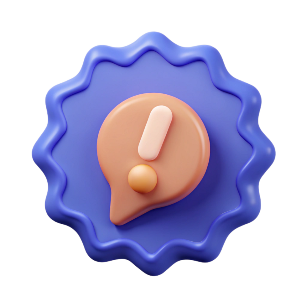 sumptuous unparalleled Speech bubble badge with an exclamation mark. Crisp edges, flat color, symmetrical with Scalable Design. png