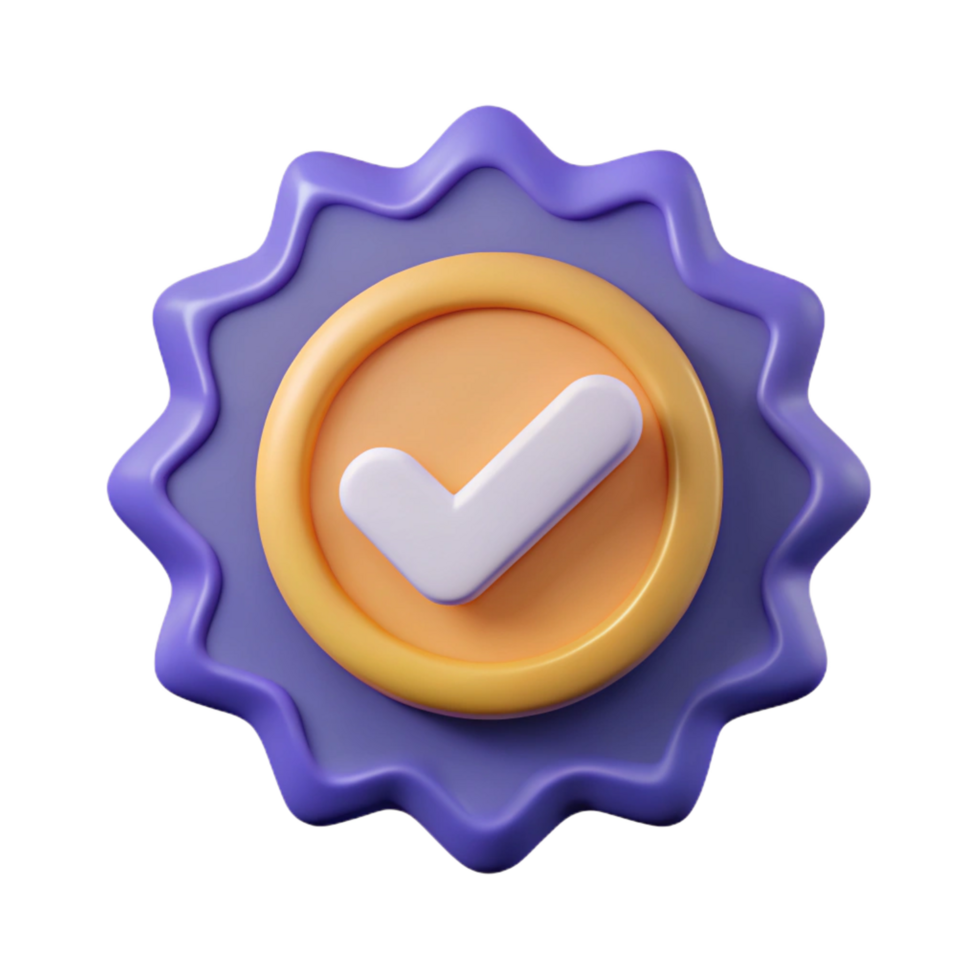 joyful stunning Circular badge with a checkmark. Single-weight stroke, flat color, minimal with Scalable Design. authentic png
