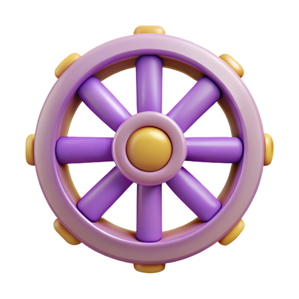 radiant dynamic minimalist A stylized, flat color dharma wheel symbol with clean lines with Scalable Design. 4K png