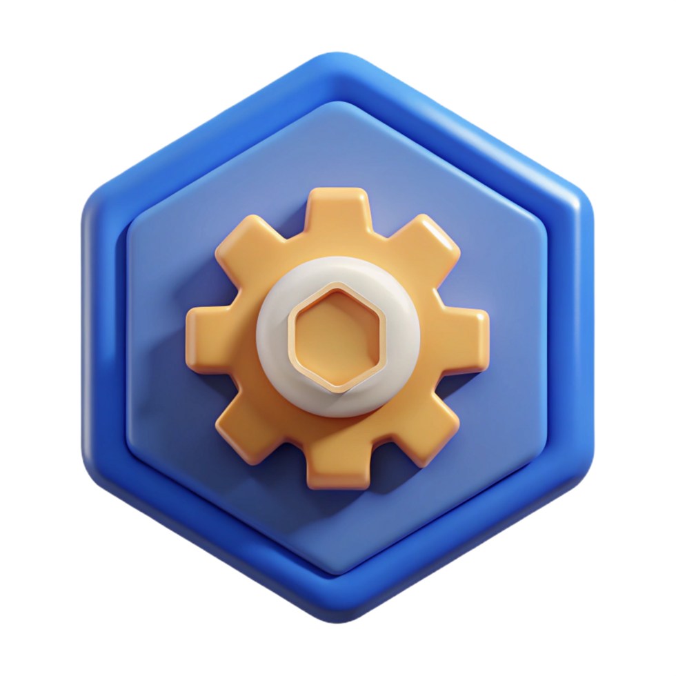 fascinating contemporary Hexagonal badge with a stylized gear. Scalable, symmetrical, single-weight stroke with Scalable Design. gallery standard png