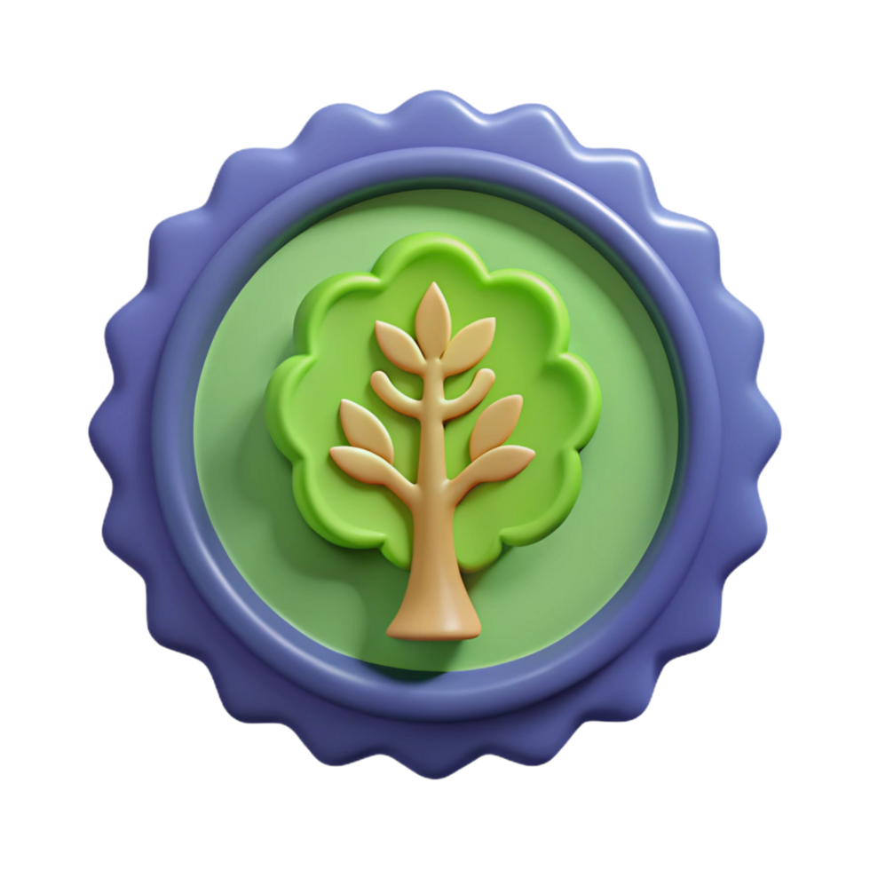 dazzling passionate artistic Circular badge with a stylized tree. Crisp edges, flat color, symmetrical with Scalable Design. genuine png