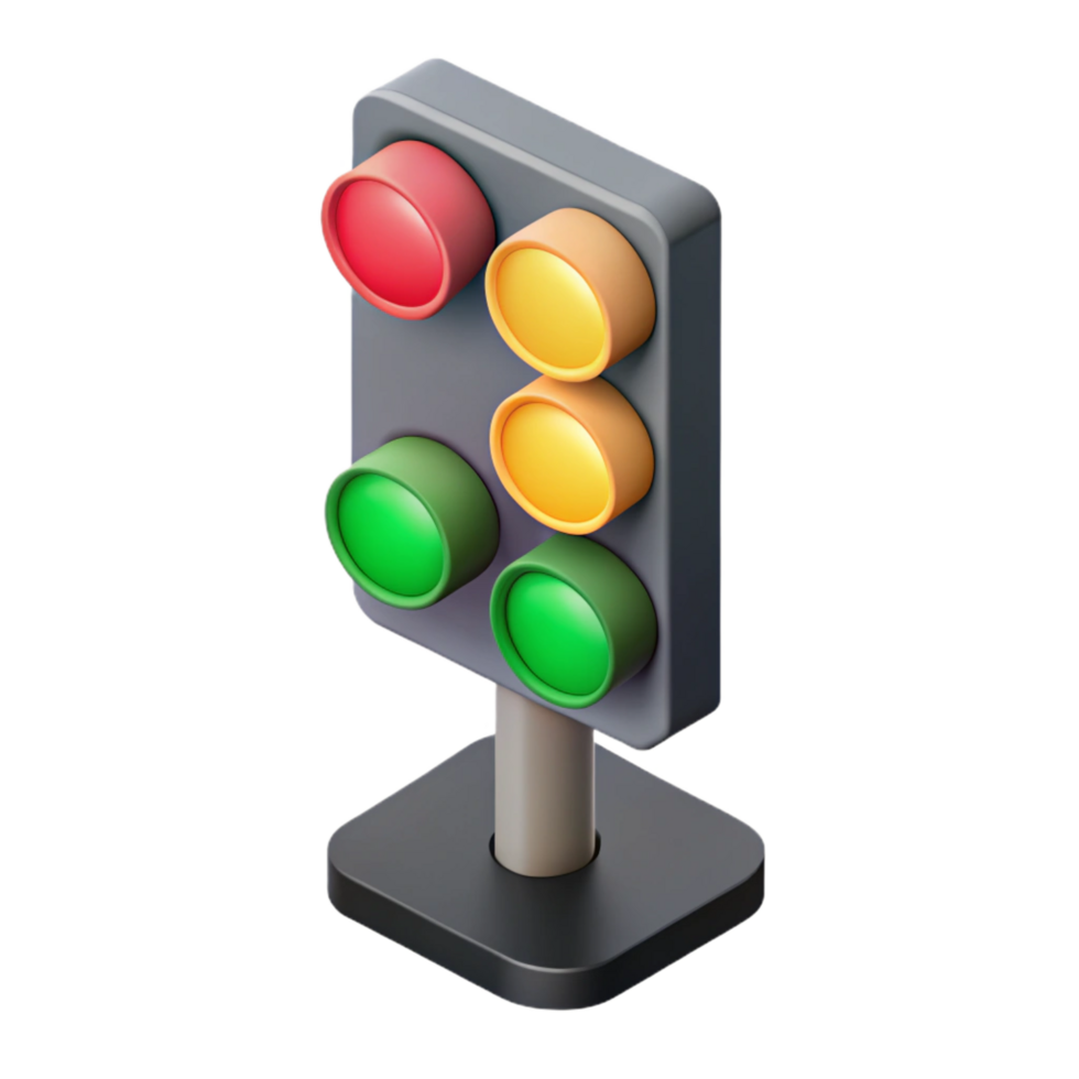 glorious nostalgic artistic Isometric traffic light. Minimal, flat color with Scalable Design. crisp png