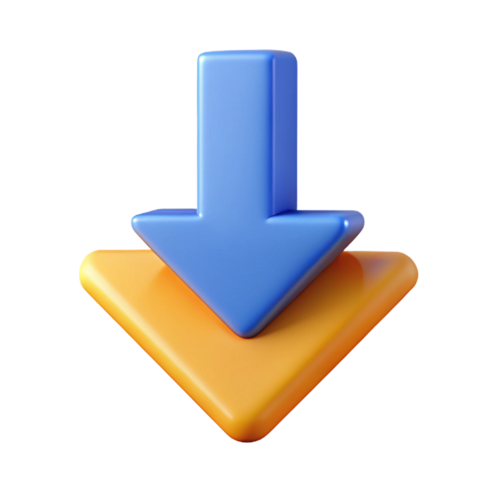 dazzling futuristic Download arrow pictogram. Geometric, symmetrical, with Scalable Design. perfect clarity png