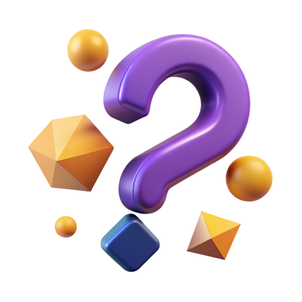 standout industrial Stylized question mark with geometric shapes. Flat purple, with Scalable Design. perfect clarity png