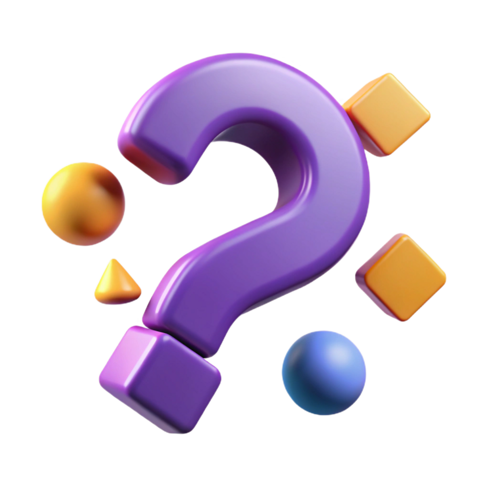 dreamy beautiful Stylized question mark with geometric shapes. Flat purple, with Scalable Design. detailed png