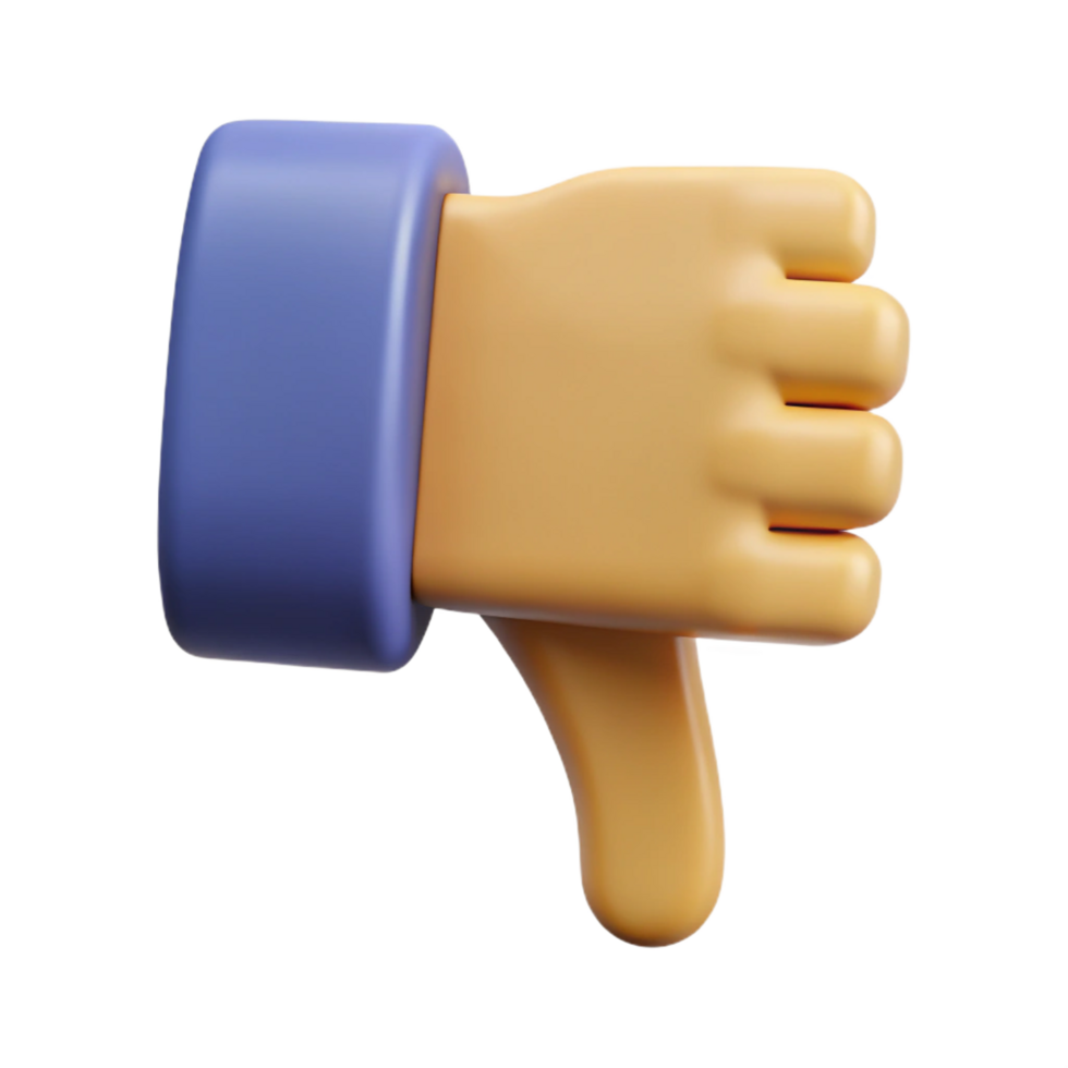 romantic vibrant Thumbs down pictogram. Geometric, symmetrical, with Scalable Design. detailed png