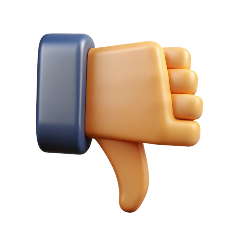 quintessential organic Thumbs down pictogram. Geometric, symmetrical, with Scalable Design. authentic png