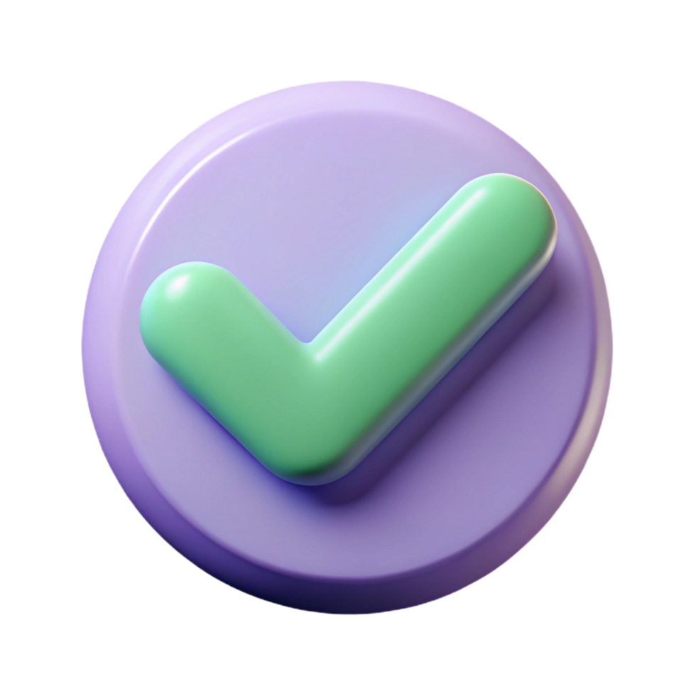 memorable abstract Checkmark pictogram. Clean lines, minimal design, flat color with Scalable Design. studio quality png
