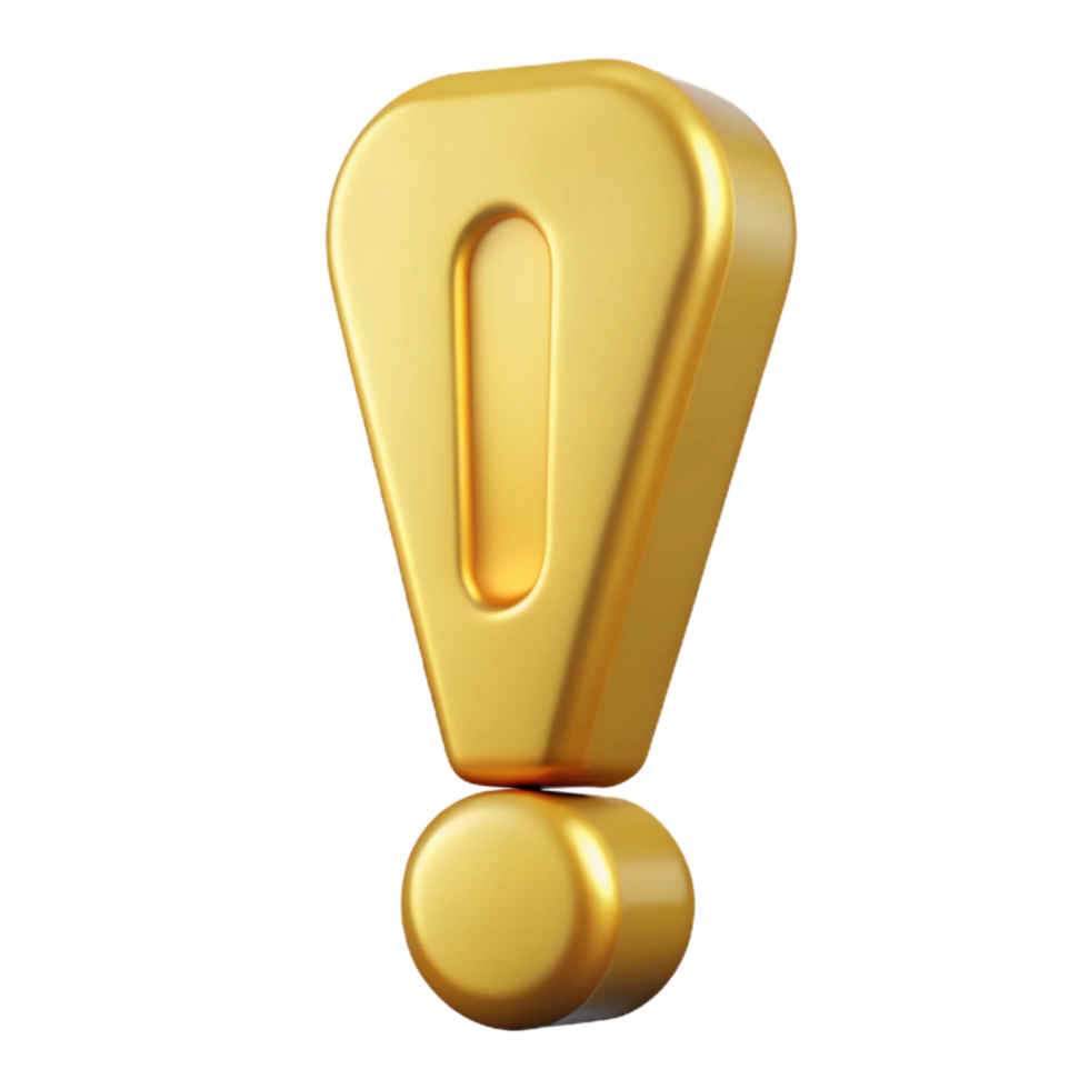 striking bold retro Minimal exclamation mark. Flat gold, clean lines, with Scalable Design. elite png