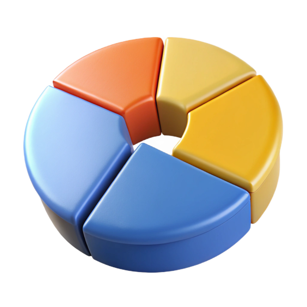energetic splendid Circular pie chart divided into four equal sections. Crisp edges, solid colors, symmetrical design with Scalable Design. 4K png