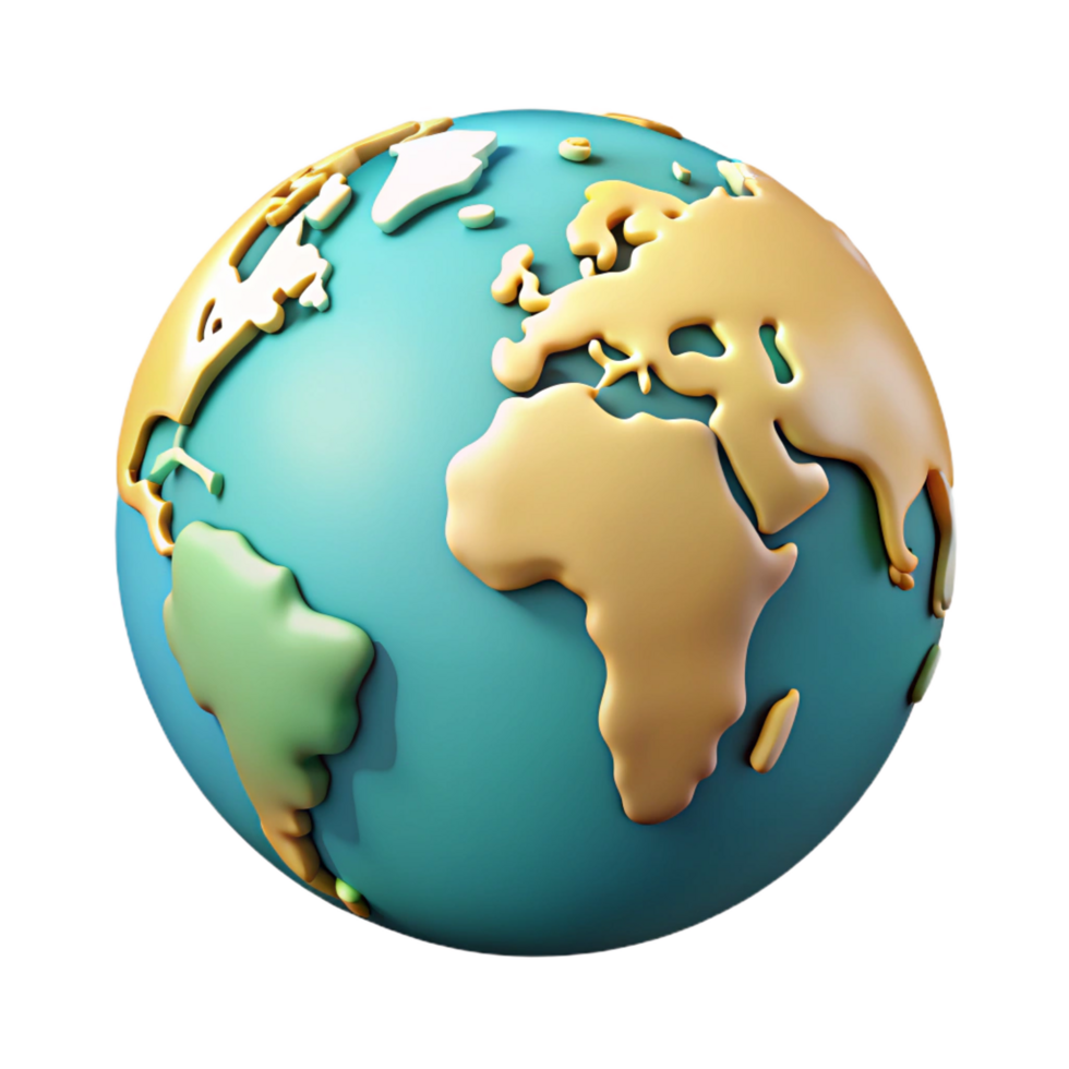 dazzling tropical World map with highlighted continents. Minimal, clean lines, flat color with Scalable Design. museum quality png