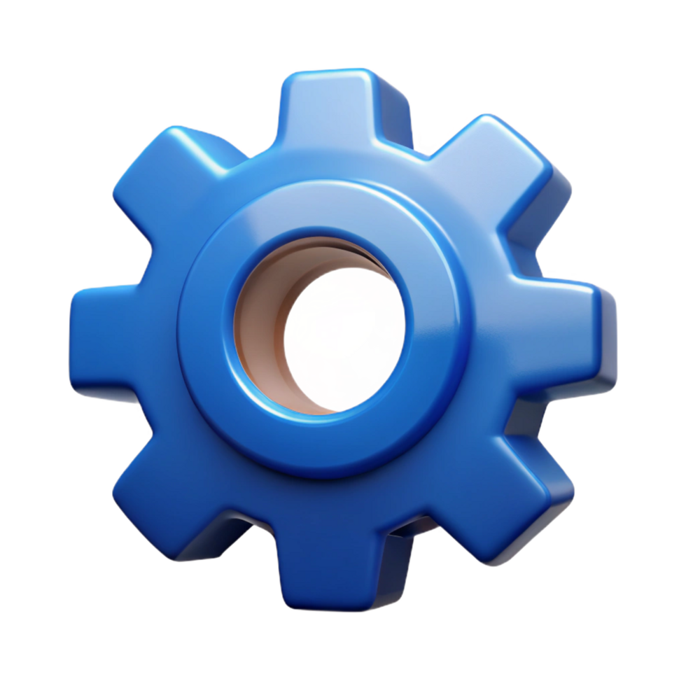 vibrant memorable Gear icon with four cogs. Symmetrical, crisp edges, single-weight stroke with Scalable Design. png