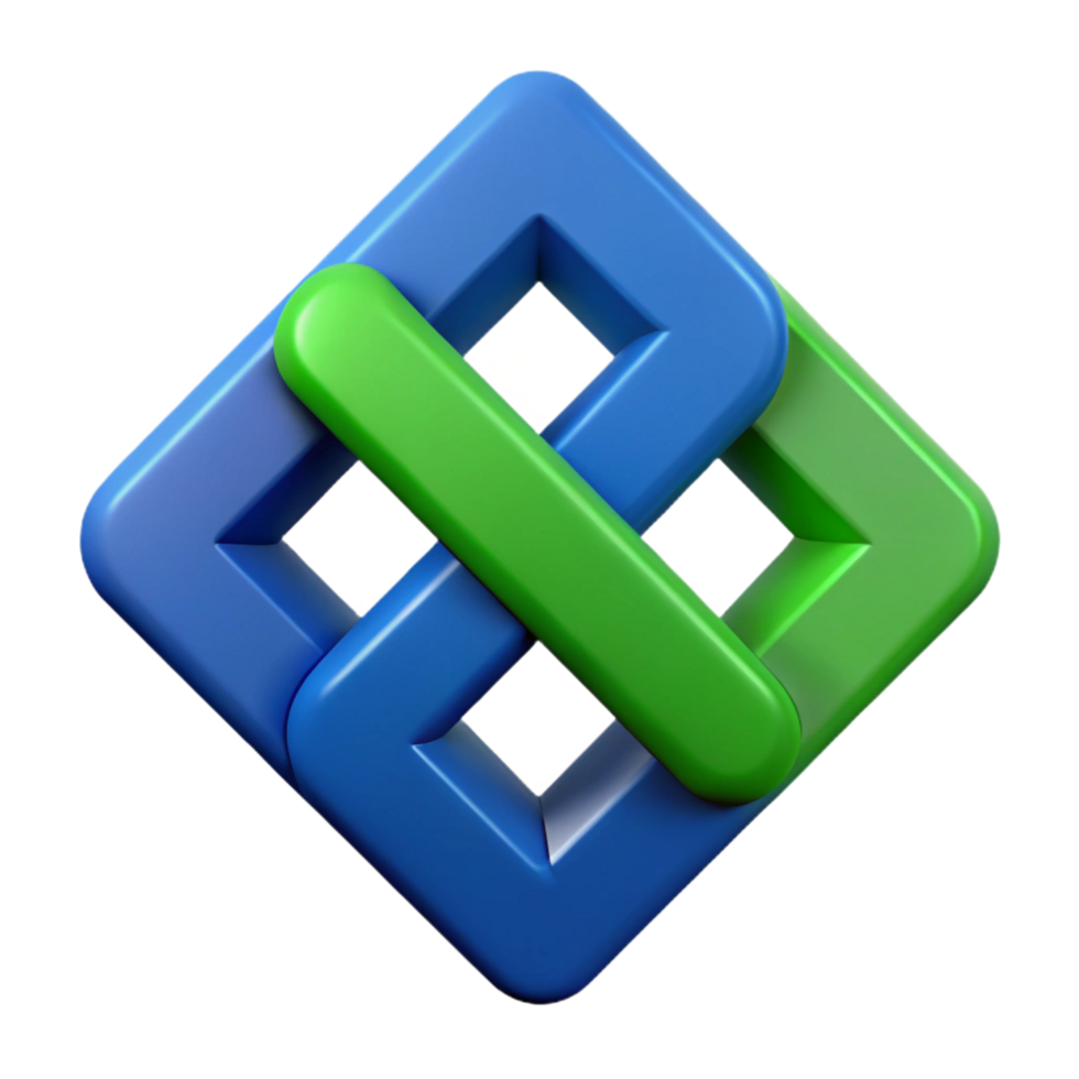 dramatic elegant Abstract interlocking squares, flat blue and green, clean lines with Scalable Design. professional png