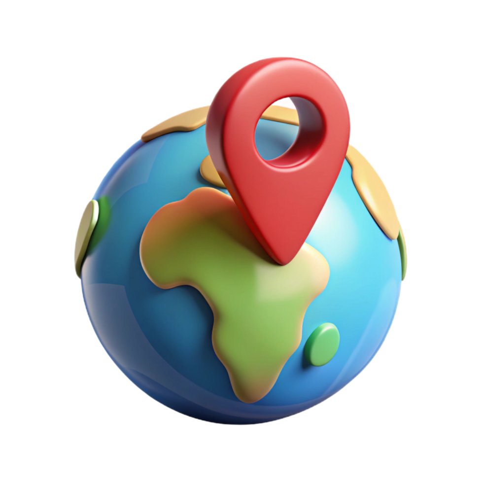 stunning playful creative World map with location pin. Minimal design, single-weight stroke, flat color with Scalable Design. high resolution png