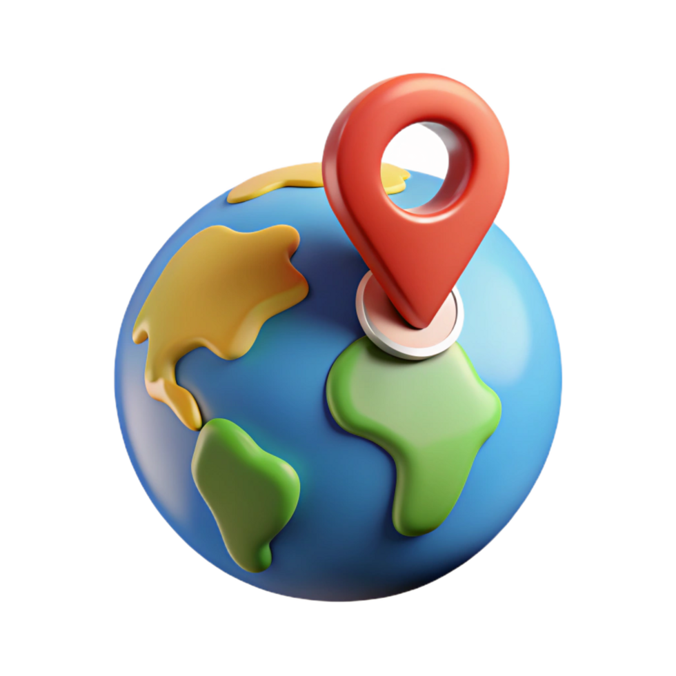 breathtaking creative World map with location pin. Minimal design, single-weight stroke, flat color with Scalable Design. authentic png
