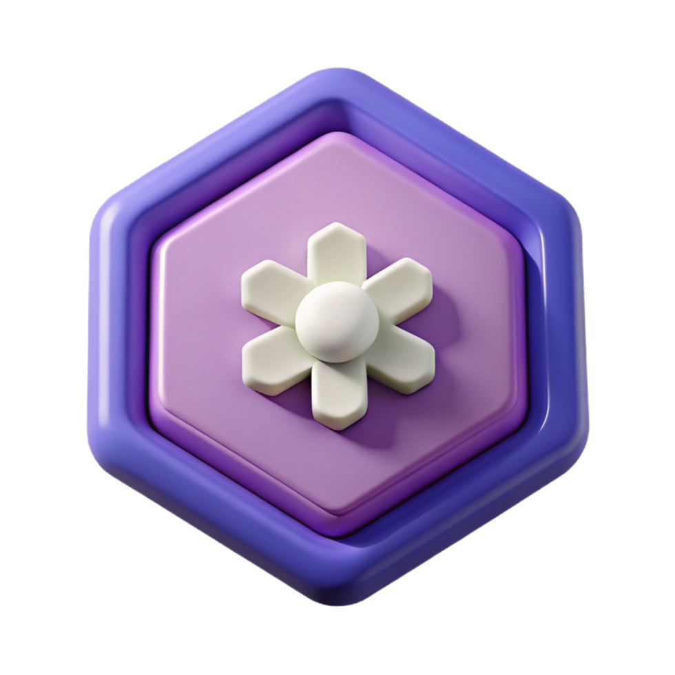sought-after impressionist Hexagonal badge with a simple flower icon. Crisp edges, single-weight stroke, with Scalable Design. flawless png