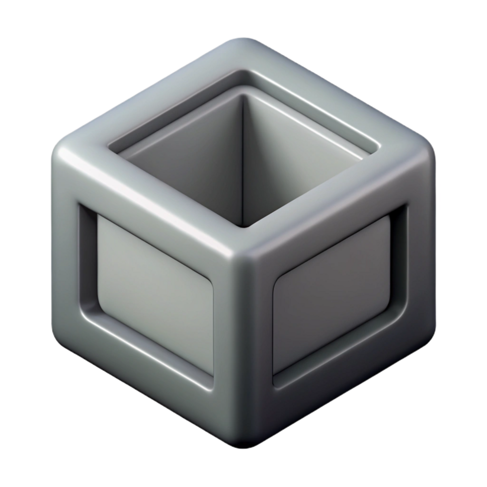 elegant unparalleled Scalable cube logo, flat gray, crisp edges, geometric shape with Scalable Design. png