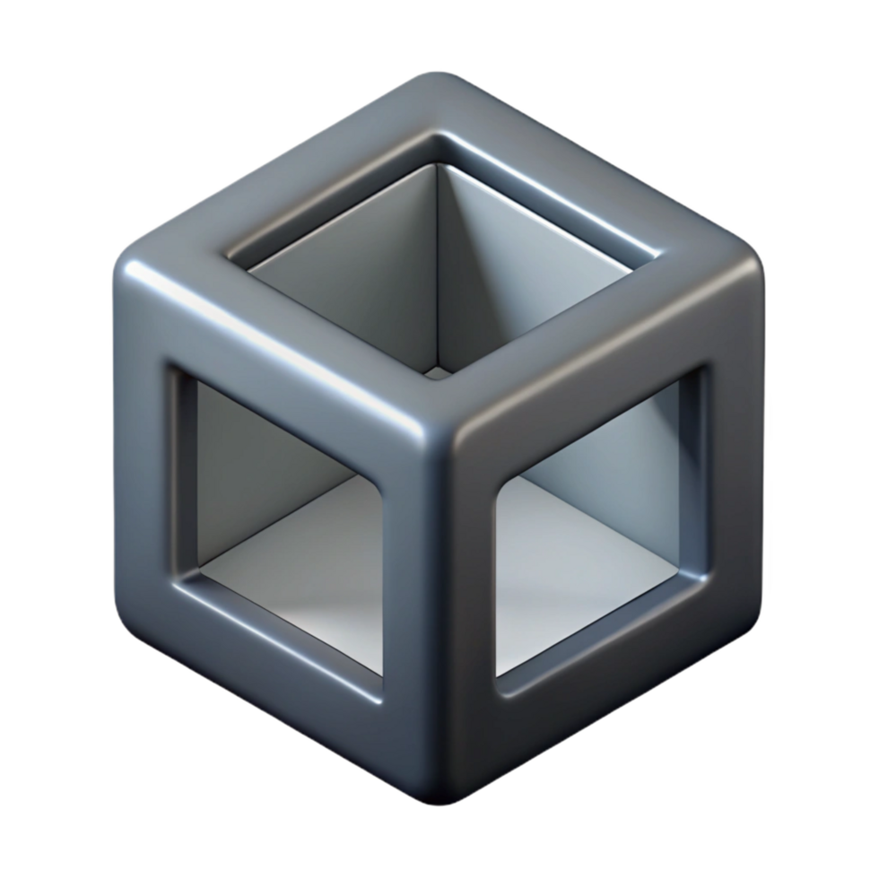 radiant quintessential Scalable cube logo, flat gray, crisp edges, geometric shape with Scalable Design. png