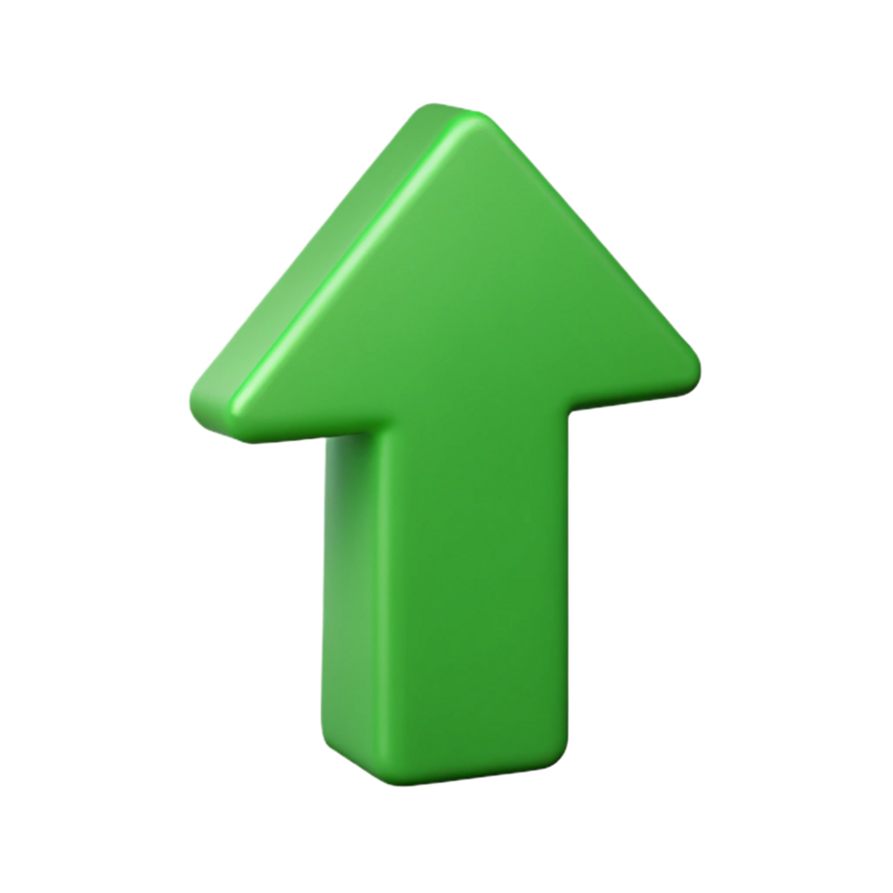 joyful enchanting Minimalist arrow pointing up, clean lines, flat green, with Scalable Design. 4K png