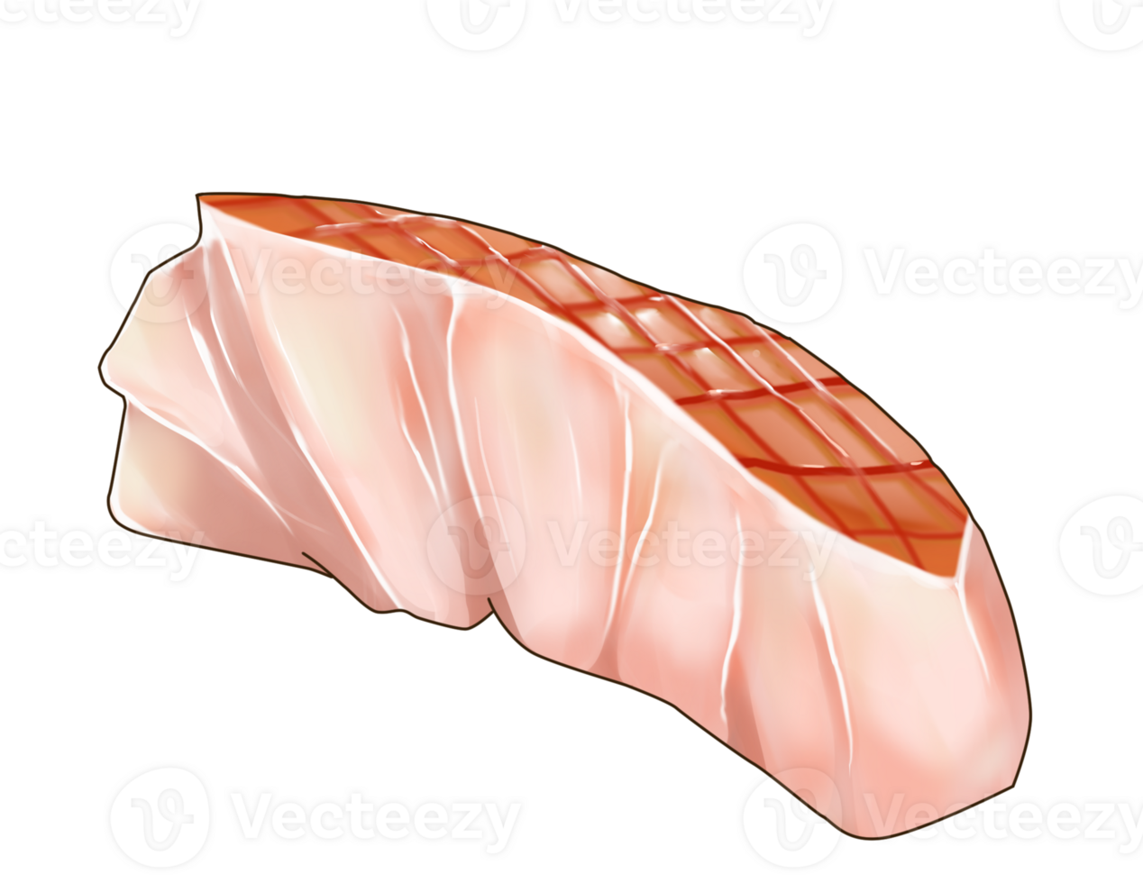 Semi real illustration of raw sliced splendid alfonsino fish kinmedai sashimi one piece png