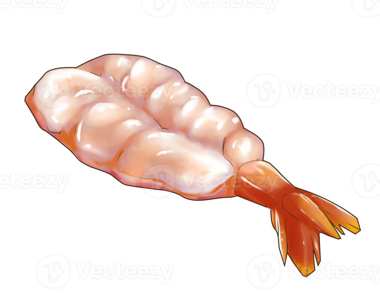 Semi real illustration of raw shrimp ebi sashimi one piece png