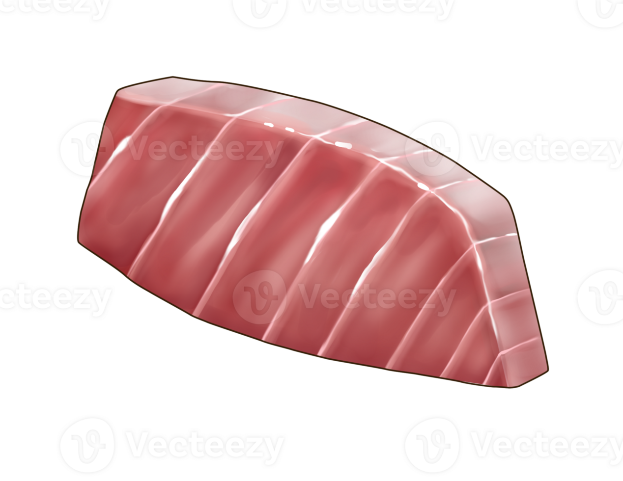 Semi real illustration of raw sliced tuna akami sashimi one piece png
