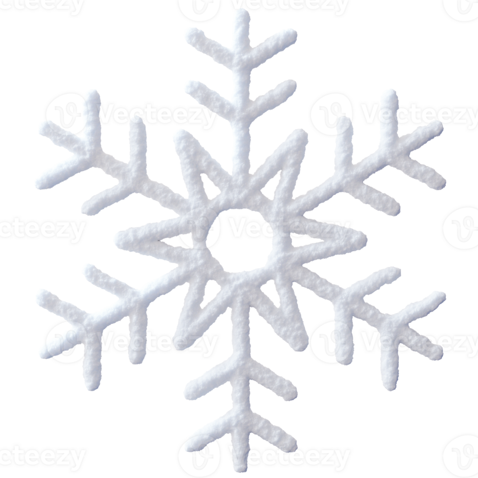 3D snowflake on transparent background png