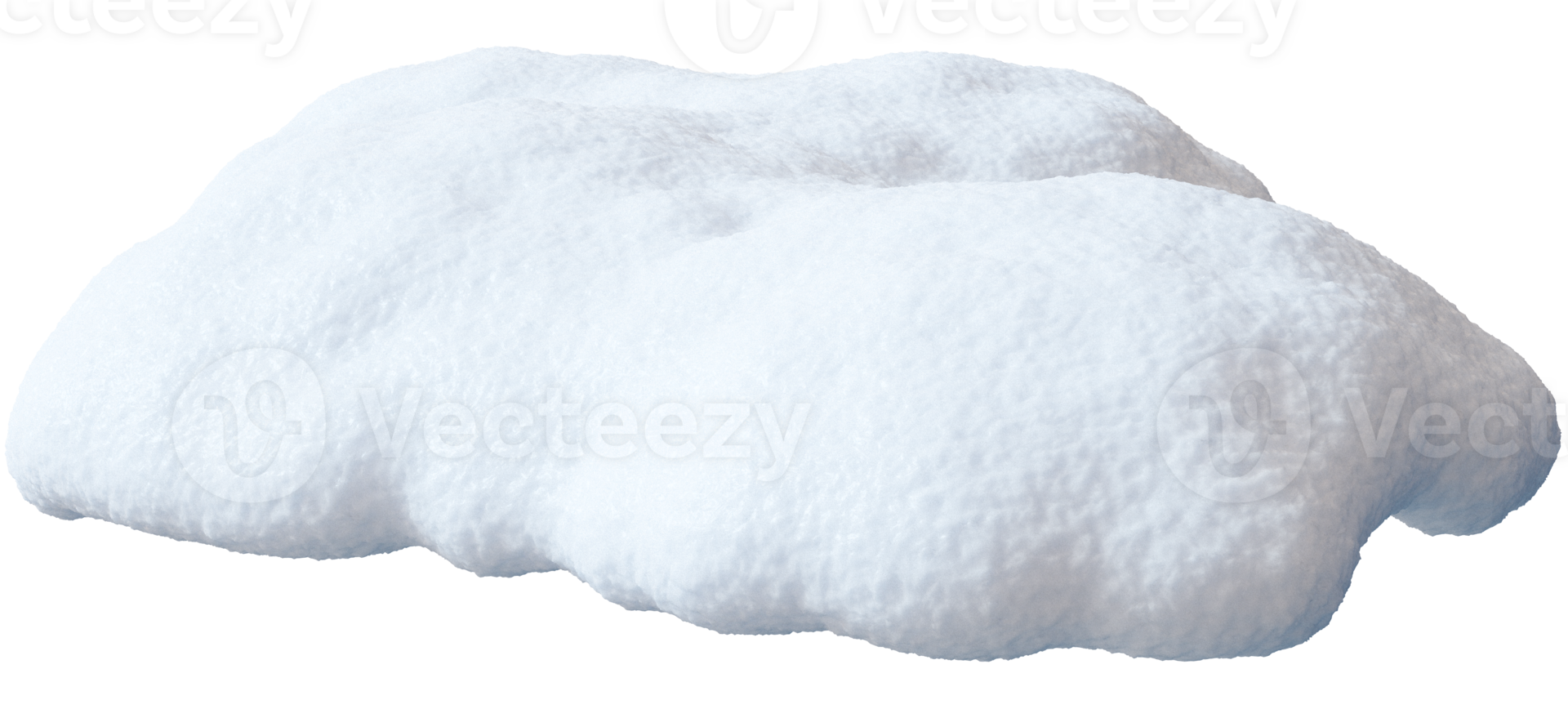 A detailed 3D render showcasing a snow heap in a front view. The heap appears fluffy and soft, vividly contrasted against transparent background, highlighting its texture and form png