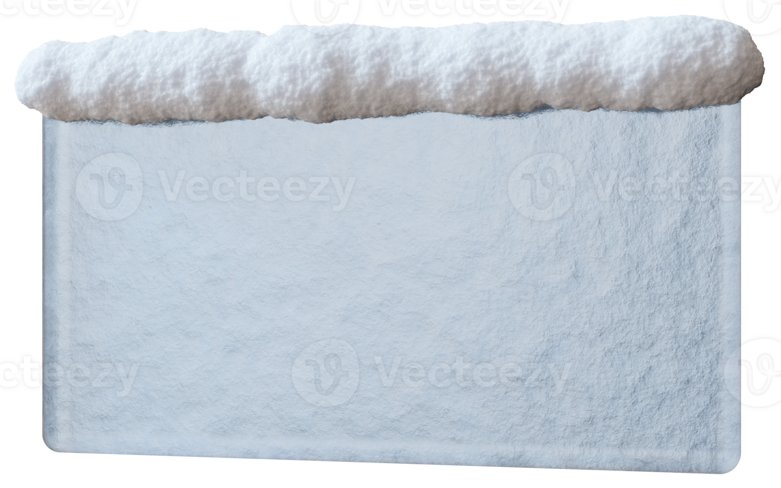 This empty rectangular banner features a snow cap on top, perfect for text or advertising purposes. Displayed against transparent background, it is designed in striking 3D detail for versatility png