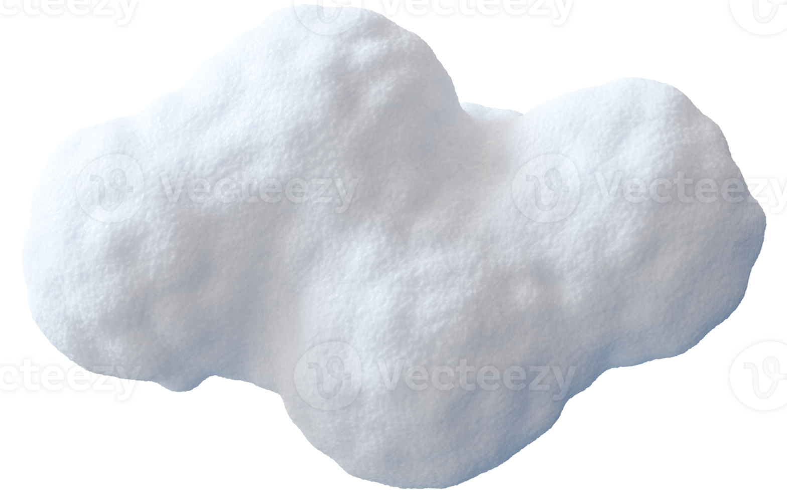 Rendered snow heap displayed from a top view on transparent background, illustrating a soft and fluffy snow texture in three-dimensional form, ideal for design purposes or winter themes png