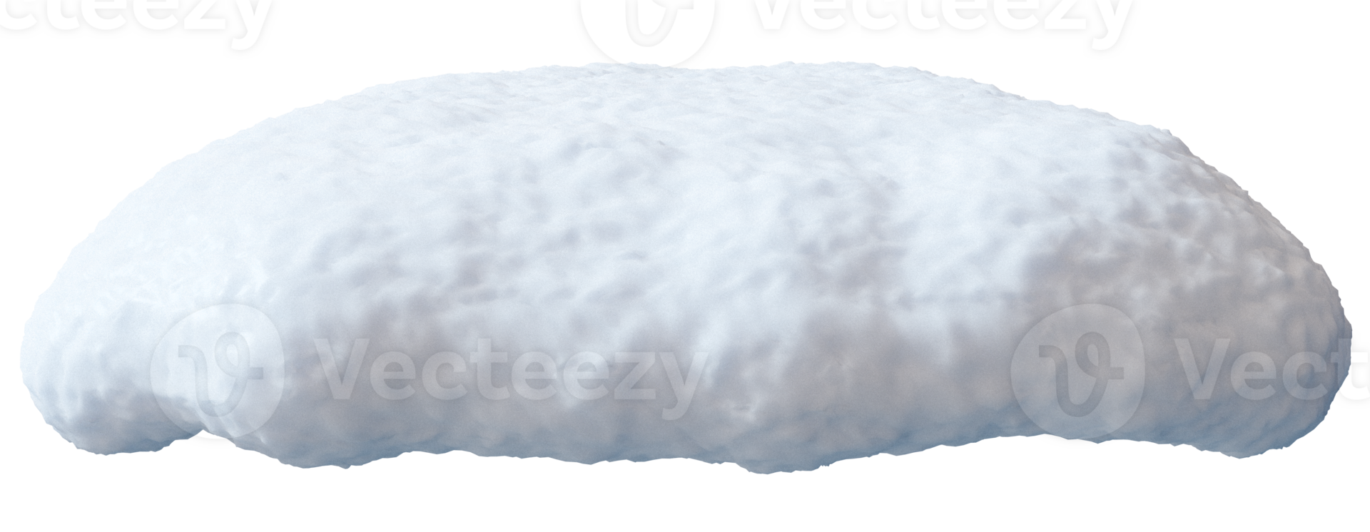 This 3D render depicts a snow heap presented in front view against transparent background. The texture of the snow is detailed, creating a realistic appearance, emphasizing its isolated form png