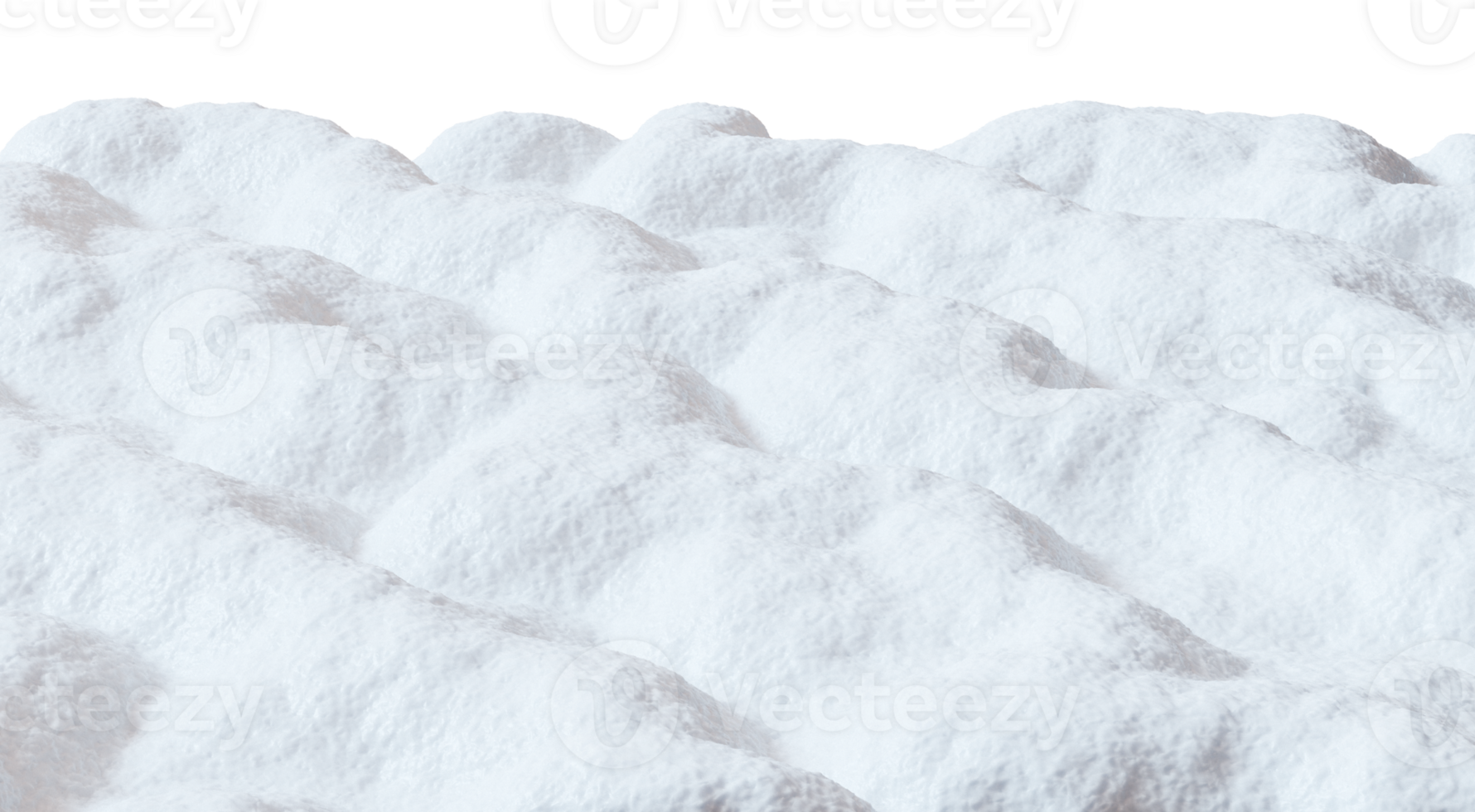 A serene snow landscape features gently rolling mounds covered in pure white snow, isolated on transparent background. The three-dimensional effect enhances the tranquil winter scenery png