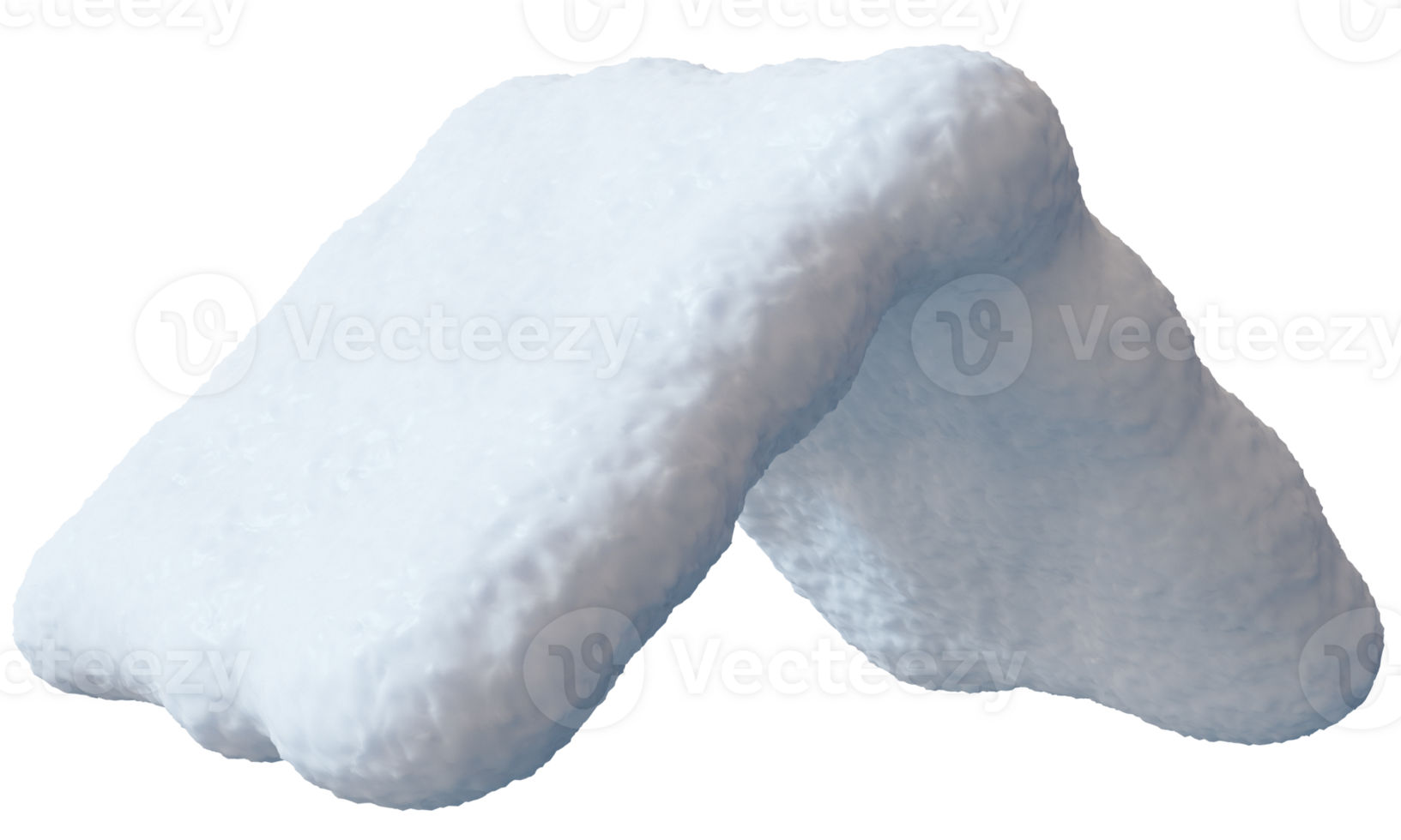A three-dimensional rendering of a snow cap on a sloped rooftop, positioned against transparent background. The snow appears fluffy and unblemished, suggesting recent snowfall png