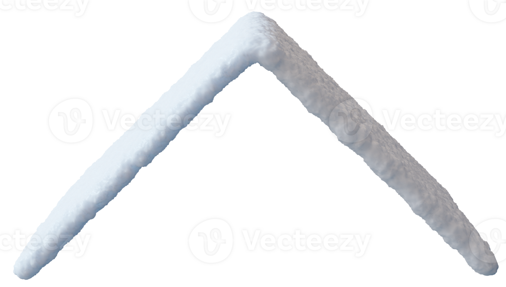 This render depicts a three-dimensional snow cap resting on a roof. The snow is detailed, isolated against transparent background, highlighting its texture and shape png