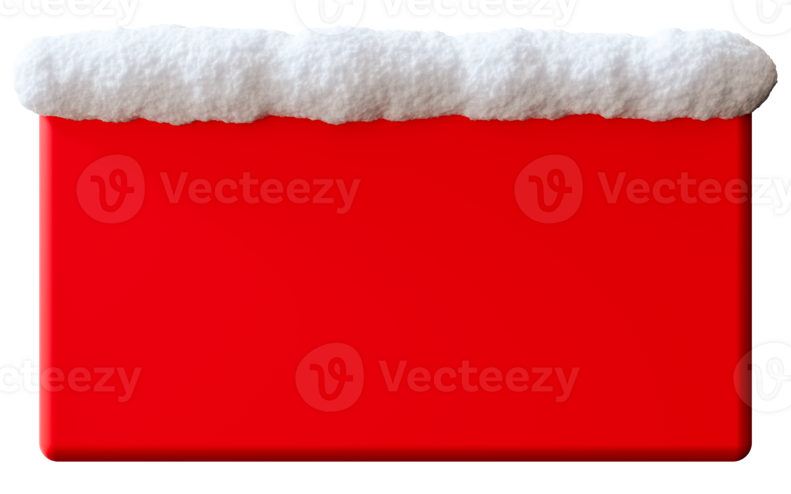 Empty red banner featuring a snow cap sits isolated on transparent background, ready for text or advertising. This 3D decoration is ideal for winter-themed promotions or festive announcements png