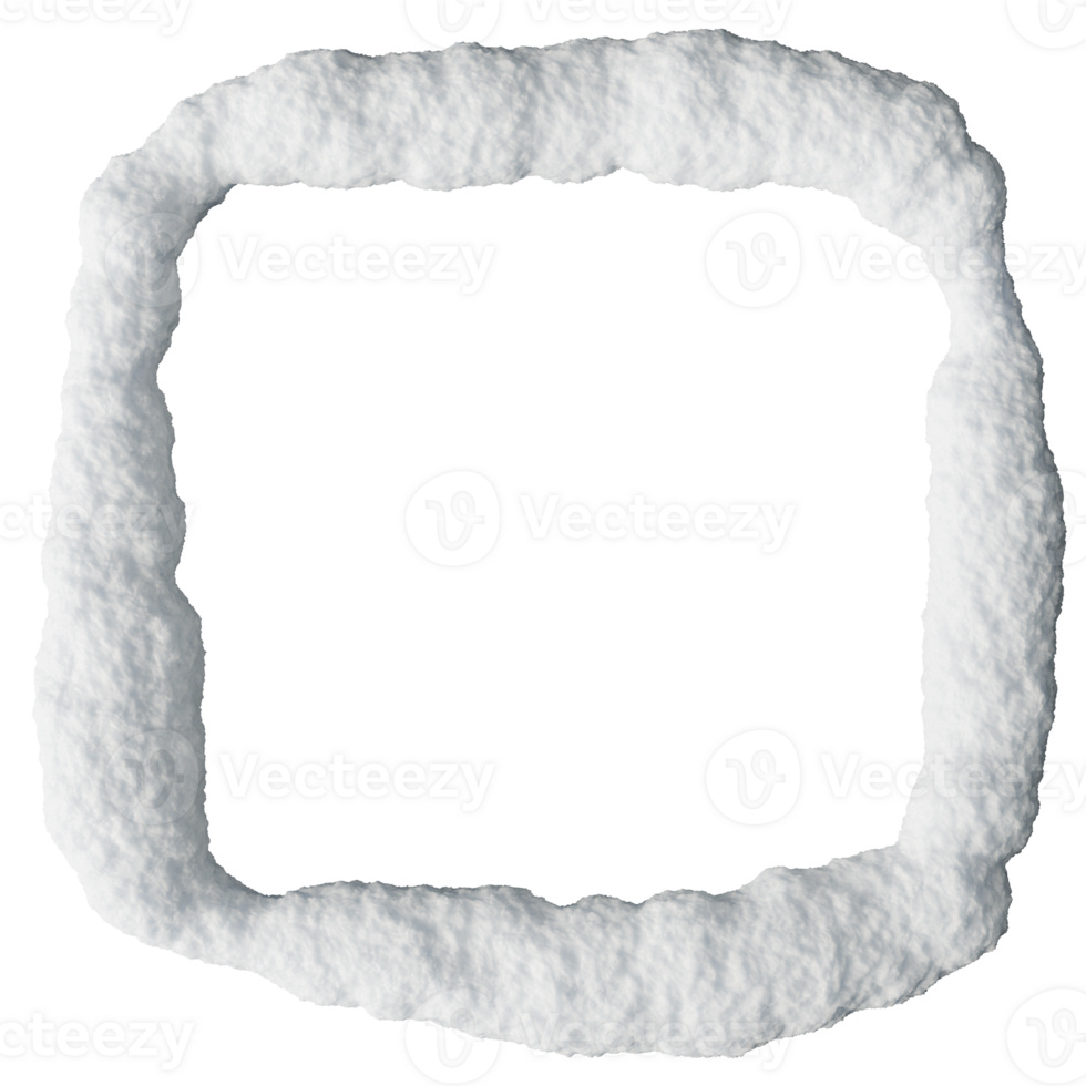 A three-dimensional snow frame creates a unique border against transparent background, perfect for showcasing winter-themed artwork or messages. Ideal for festive designs png