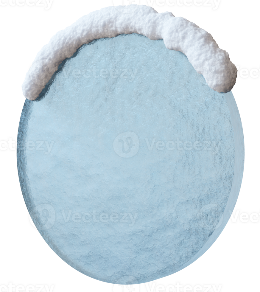 This circular banner features a smooth ice surface topped with a layer of snow, perfect for seasonal advertising or promotional text. Isolated on transparent background, it emphasizes winter themes png