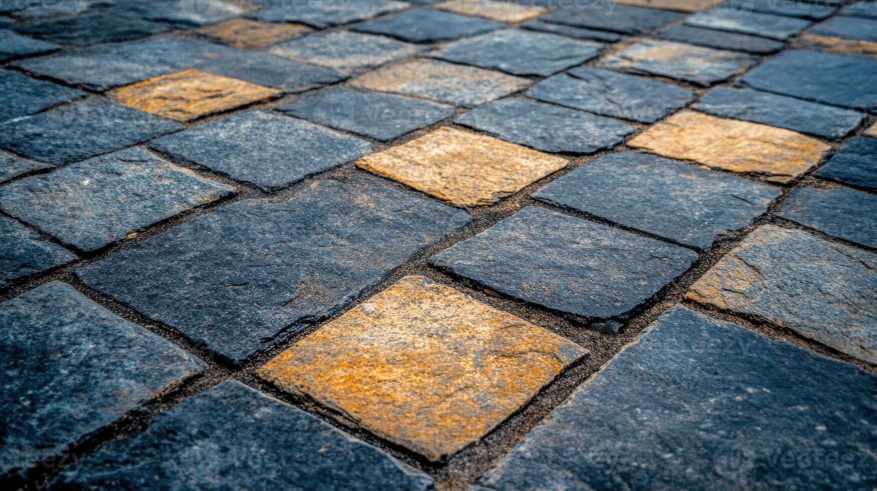 Cobblestone Pavement with Stone Blocks Pattern, Texture and Elegant Feel photo