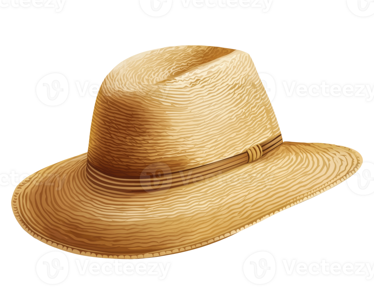 Illustration of a summer straw hat, isolated on a transparent background png