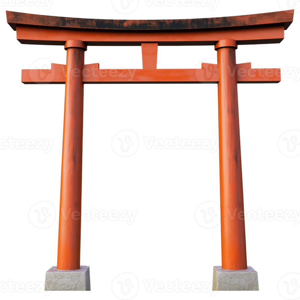 Japanese Torii gates, isolated on a transparent background png