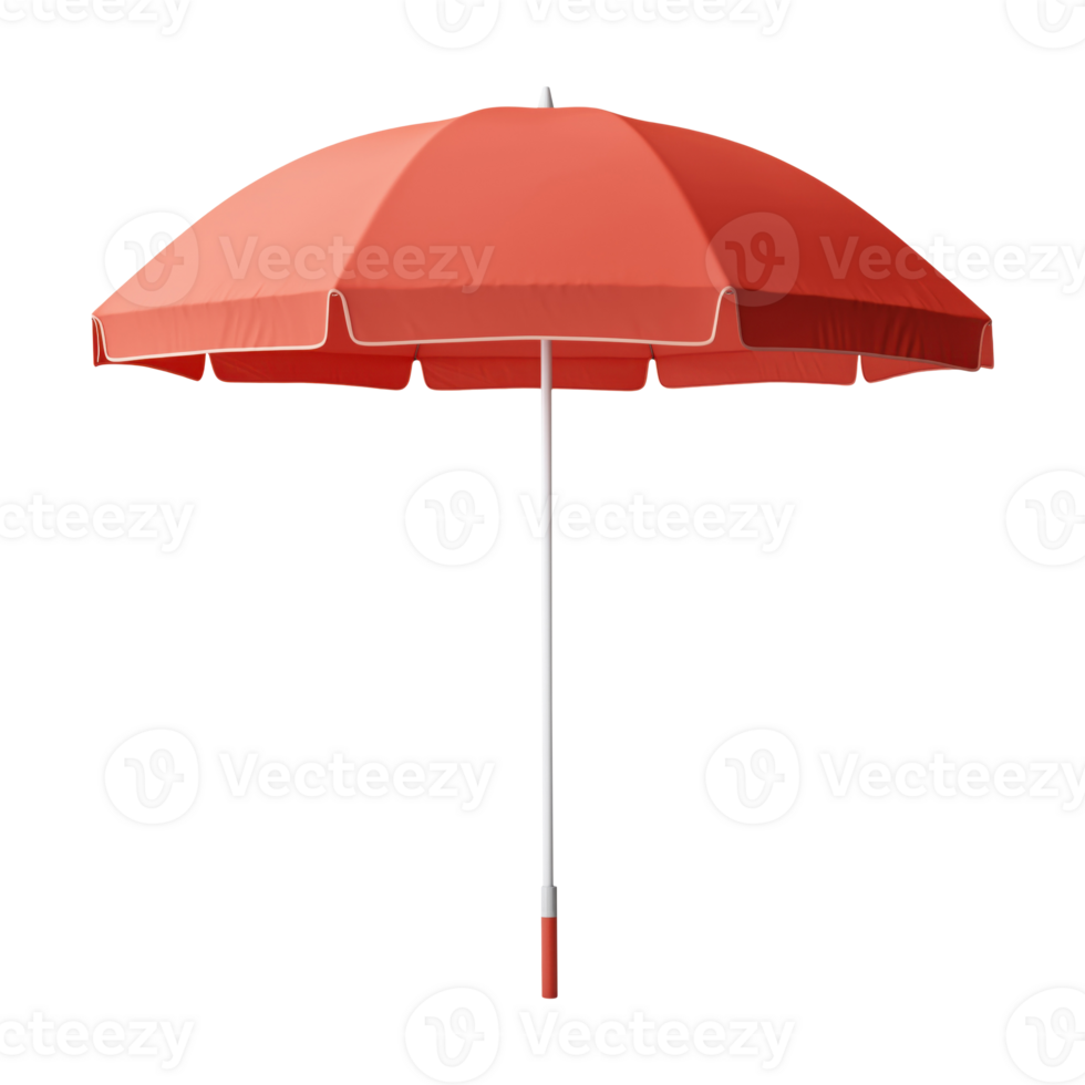 Opened red beach umbrella isolated on transparent background png