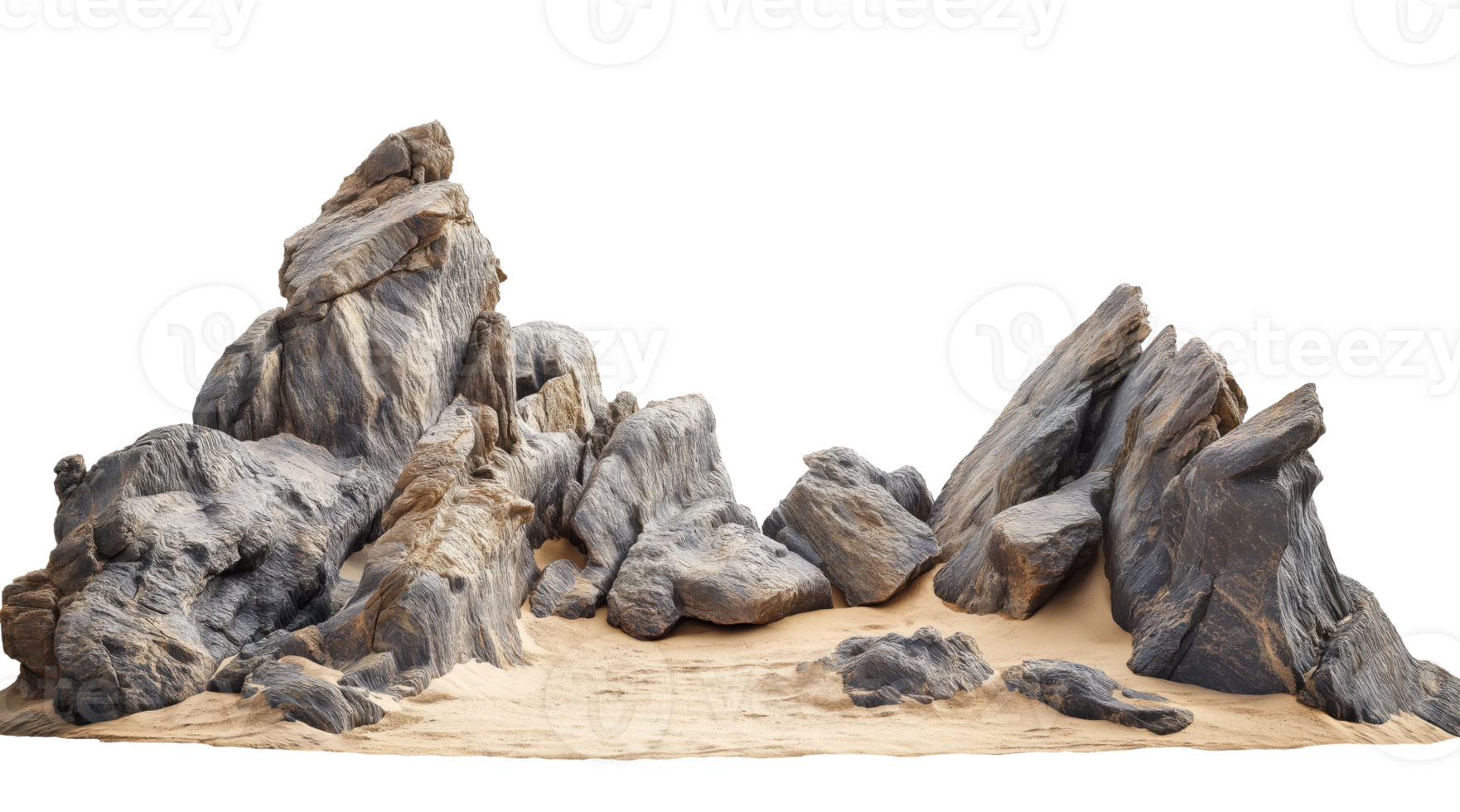 Landscape with stones in the desert isolated on a transparent background png
