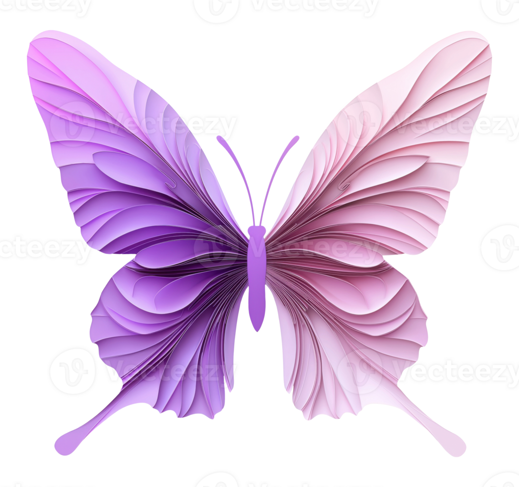 Purple paper butterfly isolated on transparent background png