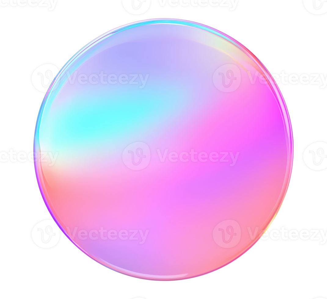 Blank holographic circle sticker, isolated on transparent background png