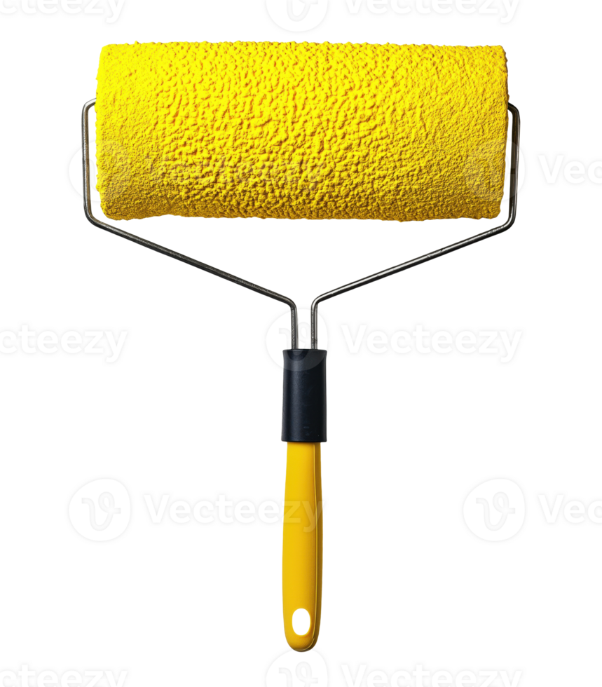 Yellow paint roller isolated on transparent background png