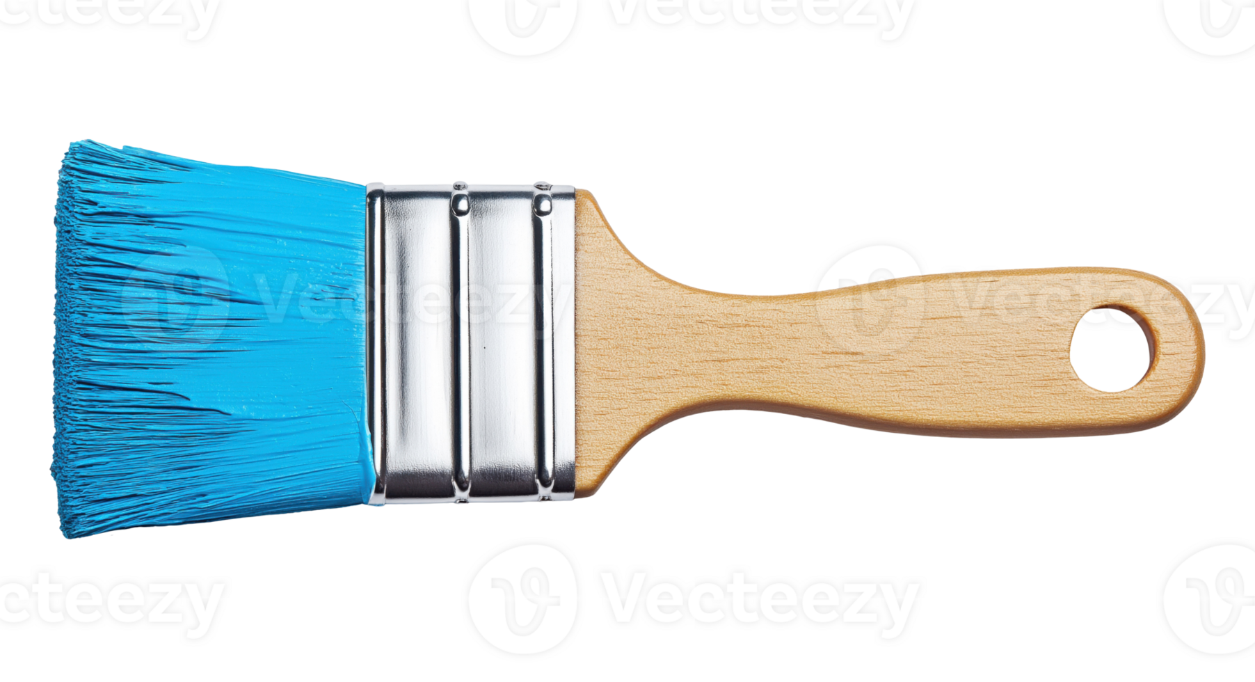 Paintbrush with blue paint isolated on transparent background png