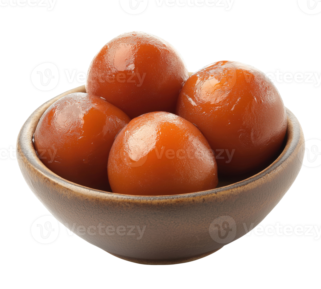 Plate of gulab jamun, isolated on a transparent background png
