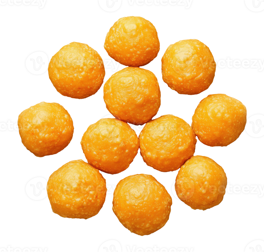 Laddu isolated on transparent background, top view png