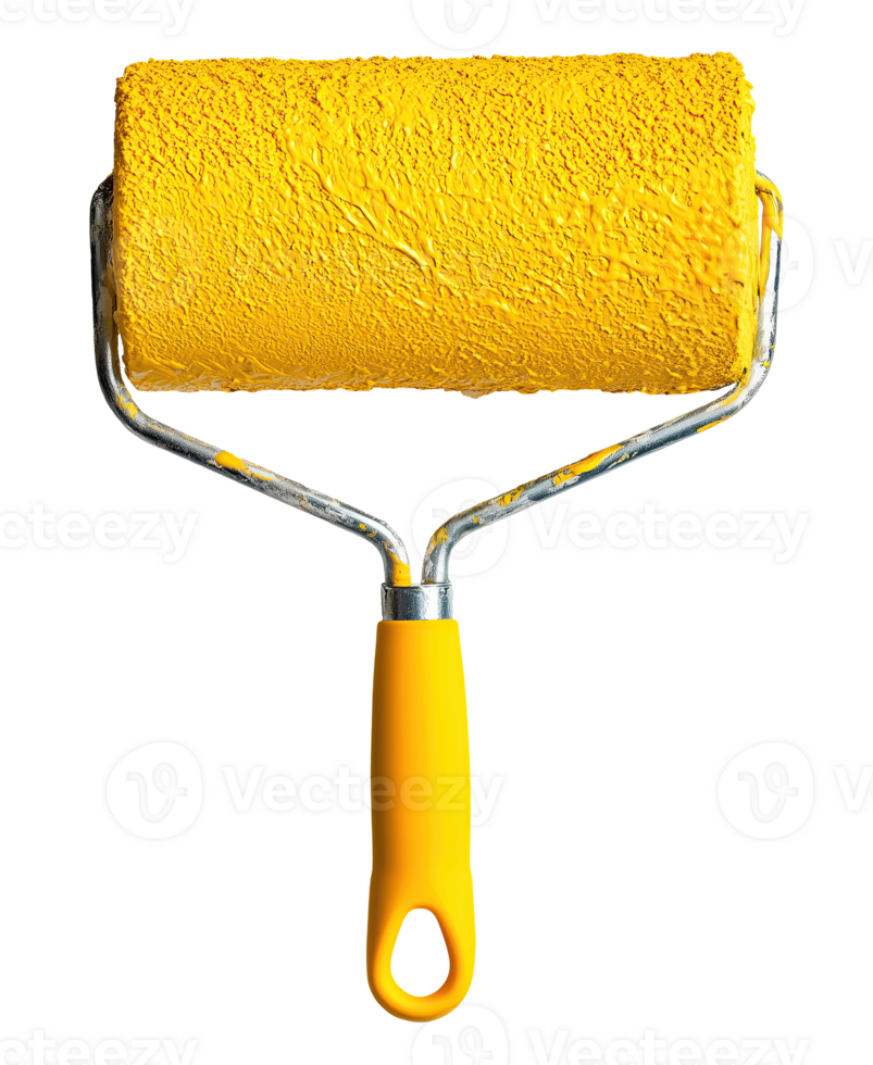 Yellow paint roller isolated on a transparent background png