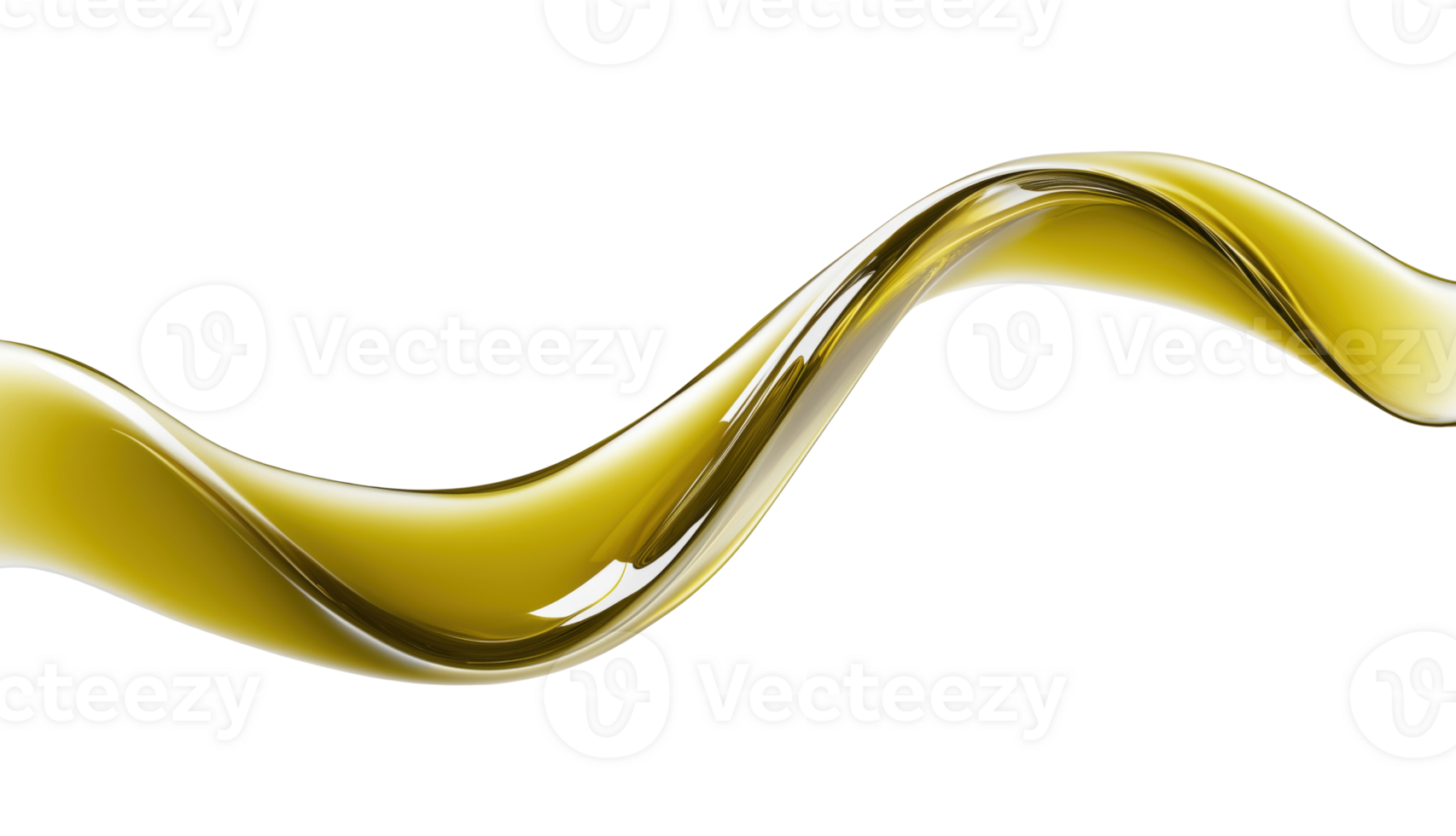 Flowing stream of olive oil creating a smooth wave pattern, isolated on a transparent background png